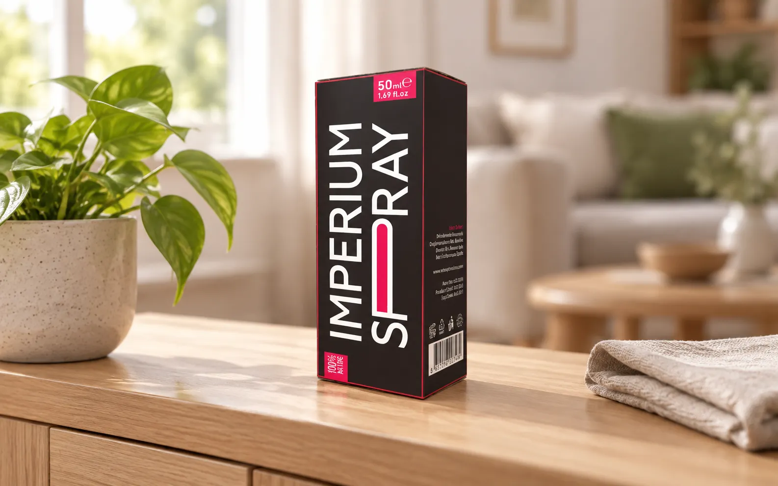 Imperium Spray — Verpackung im Alltag